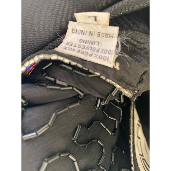 Vtg Scala L 100% silk beaded dress sequins lbd unique cutout - Picture 6 of 6